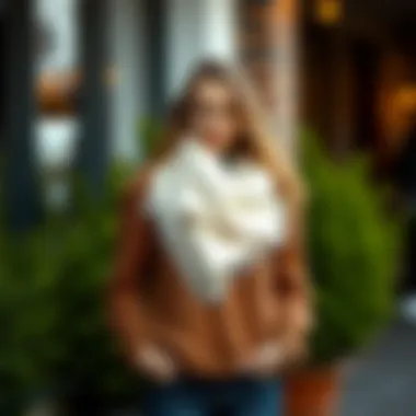 White fuzzy shawl styled with casual outfit