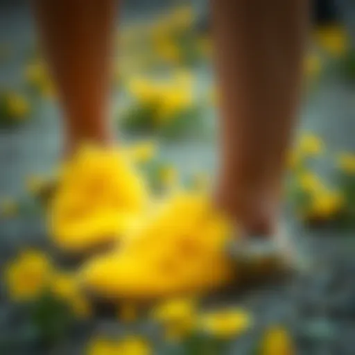 Bee-Inspired Footwear Design Artistic depiction of bee-inspired footwear design