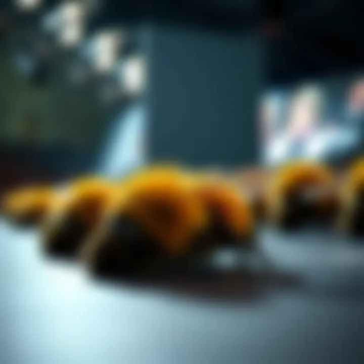 Bee Slippers on the Fashion Runway Fashionable display of bee slippers on a runway