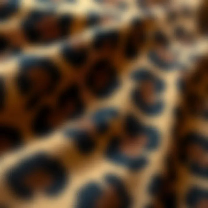 Detailed View of Leopard Print Fabric Texture Close-up of leopard print fabric showcasing texture