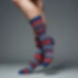 Close-up of vibrant photo-printed socks showcasing artistic designs