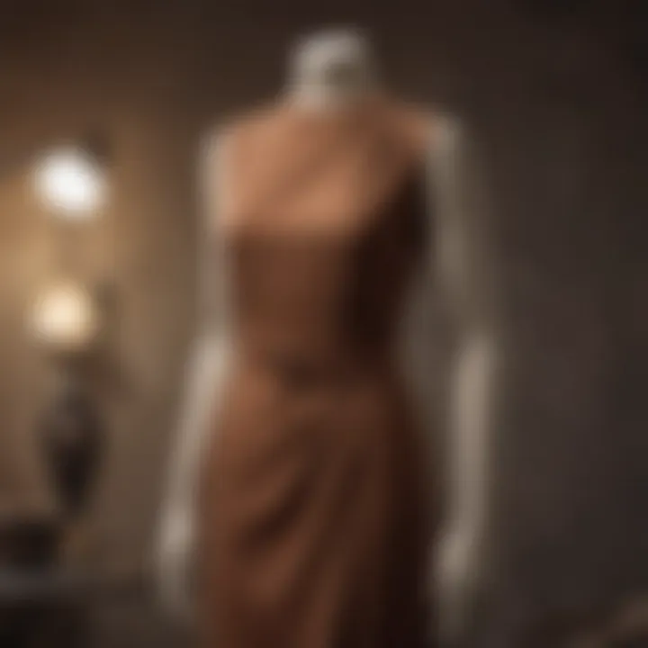 Elegant plain brown dress on a mannequin