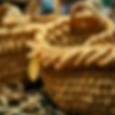 Sustainable Materials in Straw Bag Production A close-up of eco-friendly materials used in straw bag manufacturing