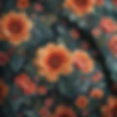 Close-up of floral patterns on a plus size romper, highlighting fabric texture.