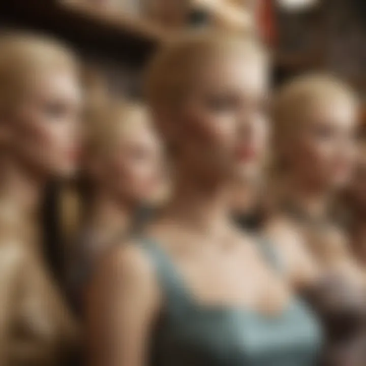 Historical context of blonde hair mannequins in a vintage store setting