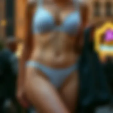 Fashionable outfit pairing with a clear-sided thong for a stylish look.