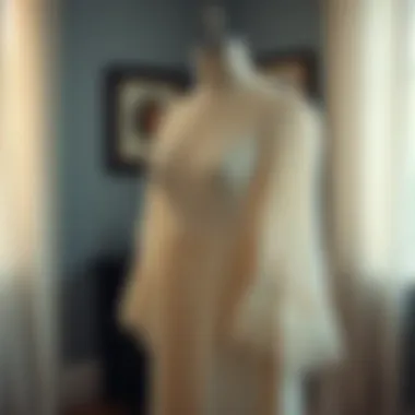 A vintage line nightgown displayed elegantly on a mannequin, showcasing intricate lace detailing.