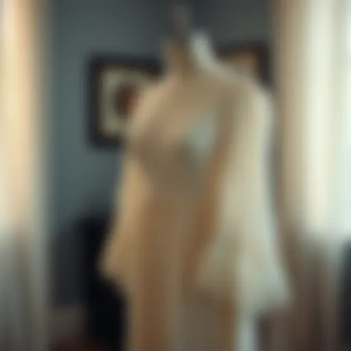 A vintage line nightgown displayed elegantly on a mannequin, showcasing intricate lace detailing.