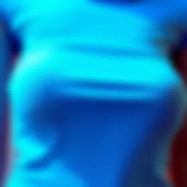 Close-up of fabric texture of a neon blue bodysuit
