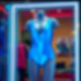 Vibrant neon blue bodysuit on a stylish background