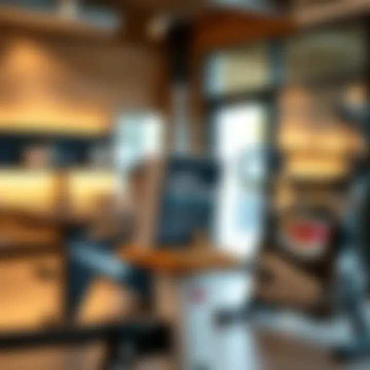 Stylish Peloton book holder in a modern home gym