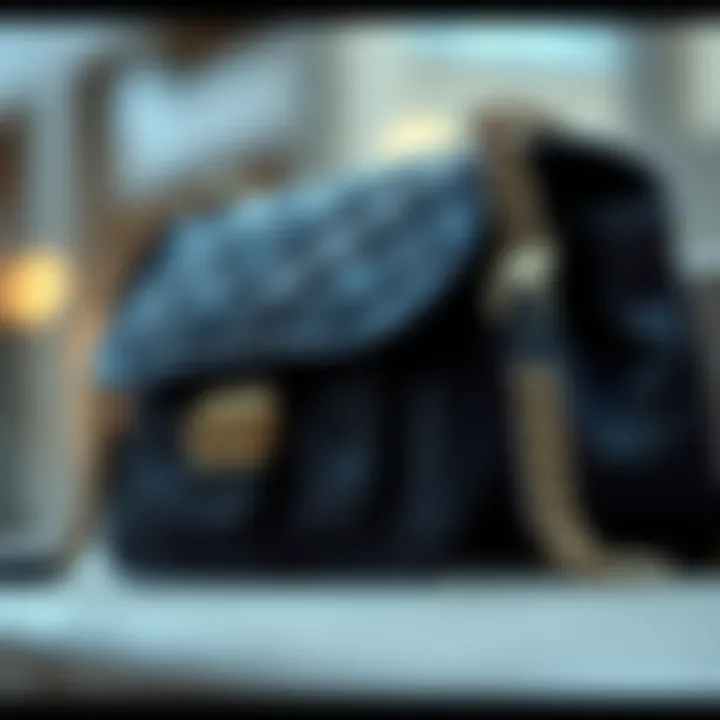 Intricate Details of Rock Style Flap Shoulder Bag Close-up view of the rock style flap shoulder bag showcasing intricate details