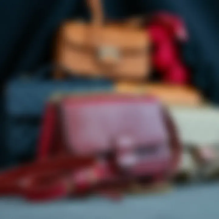 Materials of the Rock Style Flap Shoulder Bag Variety of materials used in rock style flap shoulder bags displayed together