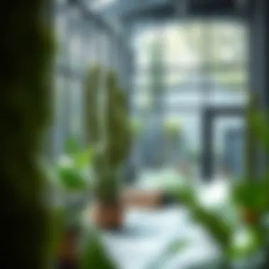 Stylish Indoor Space with Moss Poles A stylishly designed indoor space integrating tall moss poles into its decor, highlighting aesthetic appeal.