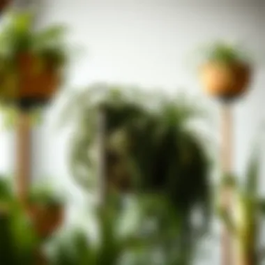 Diverse Indoor Plants on Moss Poles A selection of indoor plants that thrive on moss poles, demonstrating their diverse compatibility.