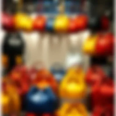 Artistic Display of Colorful Bucket Bags Colorful round bucket bags arranged artistically in a fashion setting.