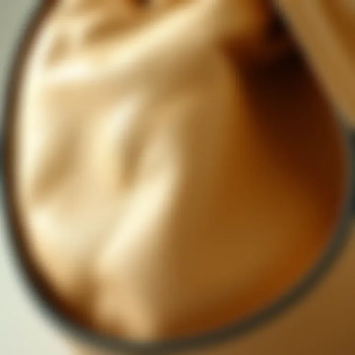 Intricate Design Features of a Round Bucket Bag Close-up of intricate stitching and design details on a round bucket bag.