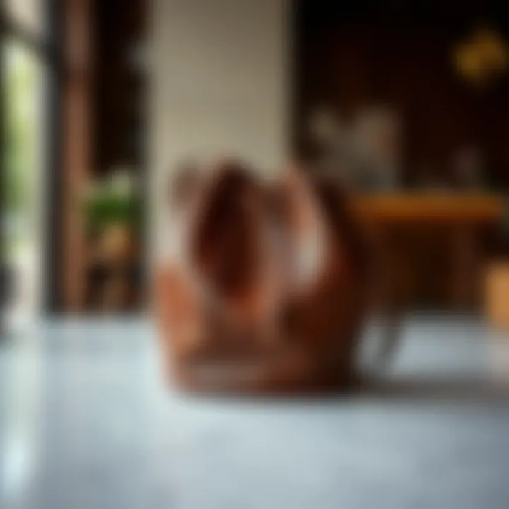 Premium Leather Round Bucket Bag Elegant round bucket bag made of premium leather displayed on a marble surface.