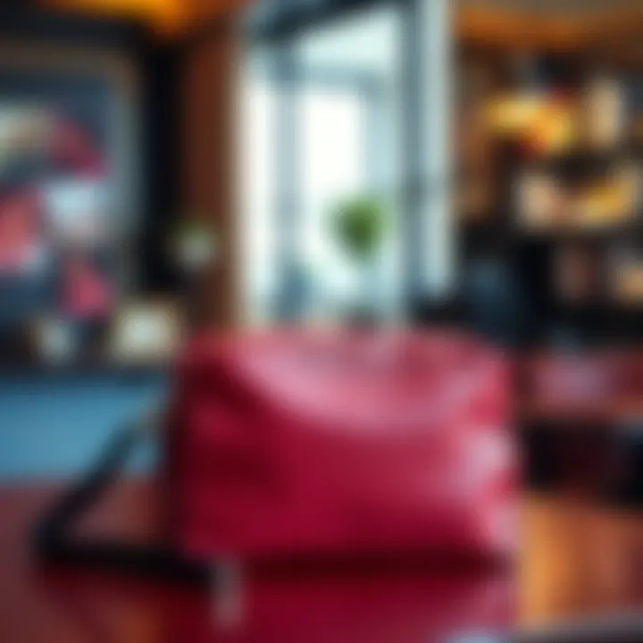 Stylish trifold makeup bag in a fashionable setting