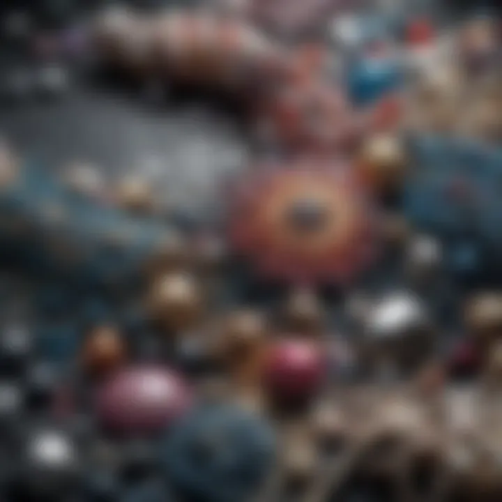 Variety of fabric types adorned with beads illustrating versatility