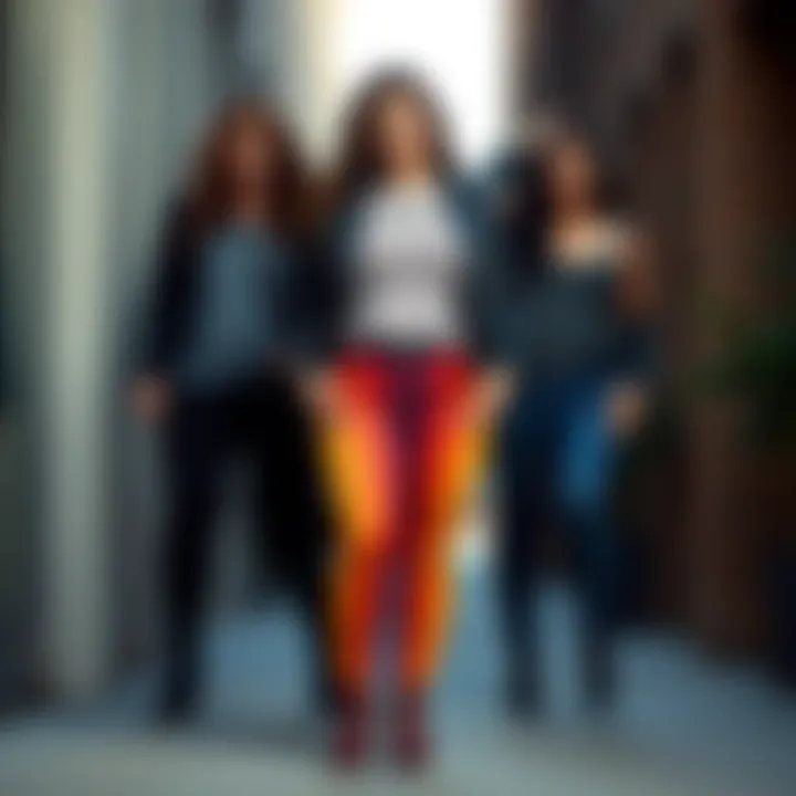 Stylish outfit featuring rainbow plus size jeggings