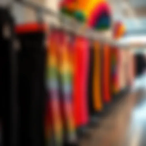 Vibrant rainbow plus size jeggings on display