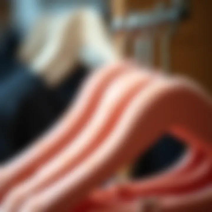 The Unique Texture of Velvet Hangers Close-up of a velvet hanger showcasing its unique texture and design
