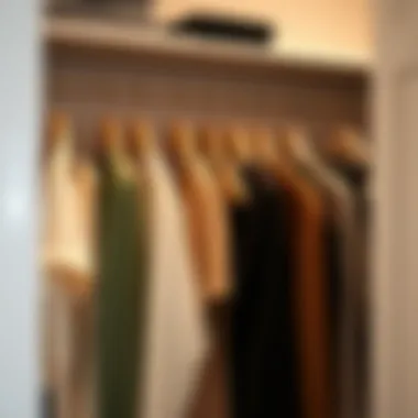 Organized Closet with Velvet Hangers An organized closet featuring clothing hung on velvet hangers