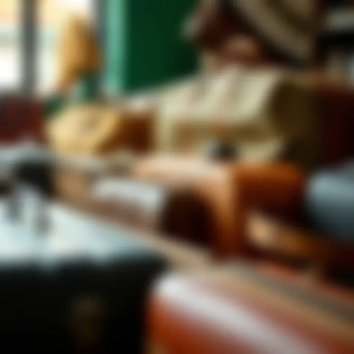 Diverse Styles of Vintage Bowling Bags A collection of various vintage bowling bags in different styles and materials.