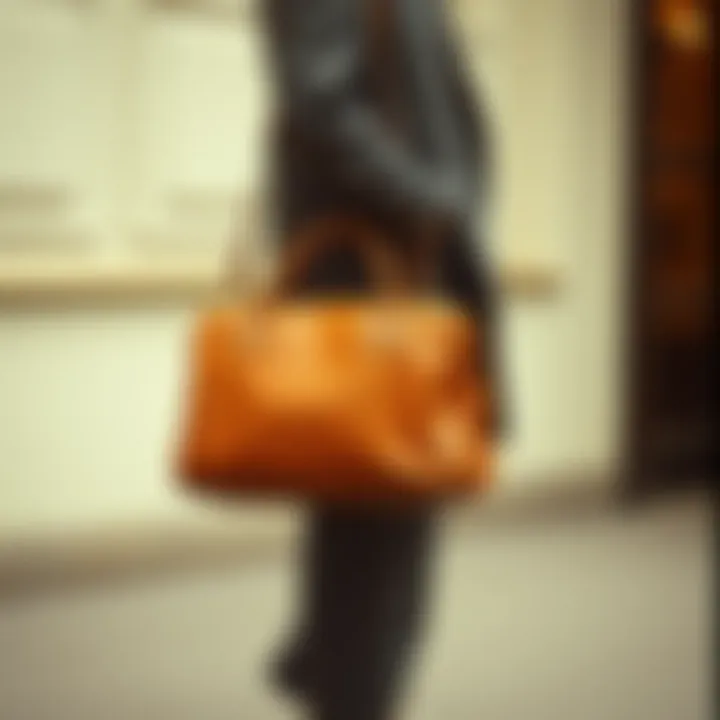 Vintage Bowling Bag in Modern Fashion A modern outfit complemented by a vintage bowling bag, illustrating its relevance in contemporary fashion.