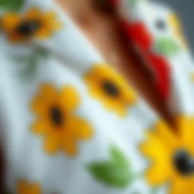 Sustainable Fabric Choices Close-up of sustainable fabric used for floral vests