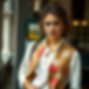 Chic Outfit Layering Stylish layering with a floral vest in a chic outfit