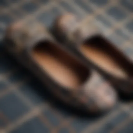 A close-up view of stylish plaid flats showcasing intricate patterns and textures