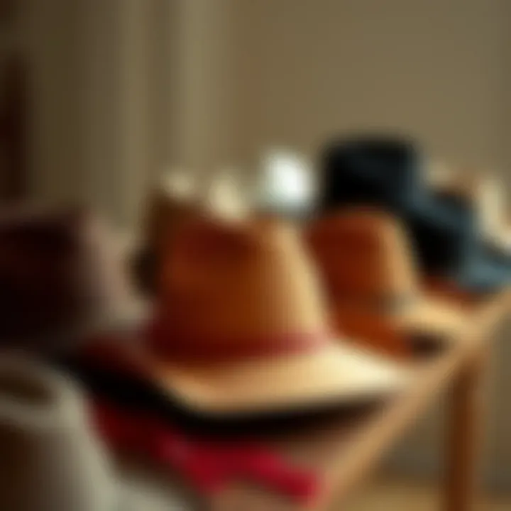 A historical display of various cowboy hat styles over the years.