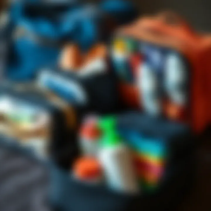 Travel Organization with Storage Bags Travel essentials neatly organized in storage saver bags