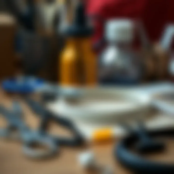 Crafting Tools for Headband Projects An array of crafting tools and supplies beside a blank headband, inspiring creativity.