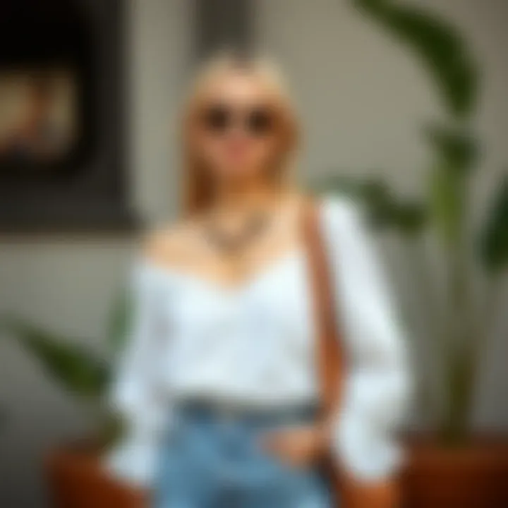 Fashionable Ensemble with Accessories Fashionable ensemble featuring the white blouse styled with accessories