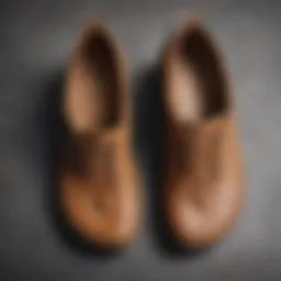 Detailed view of wide width barefoot shoes showcasing their unique design.