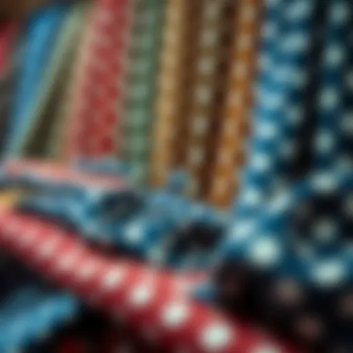 Diverse Polka Dot Fabrics A vibrant display of polka dot fabrics showcasing various textures and colors.