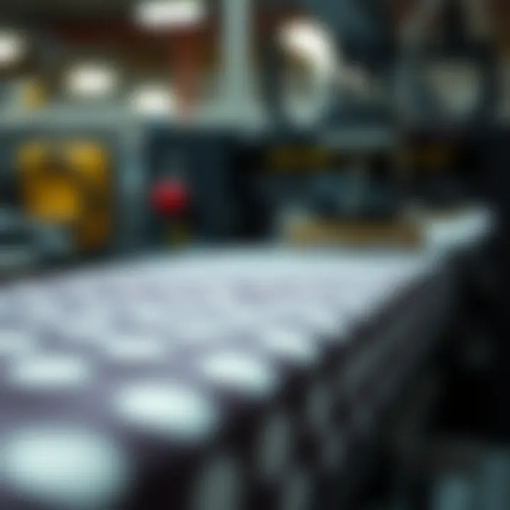 A close-up view of technology utilized in fabric printing for polka dot designs.