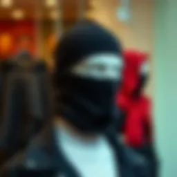 A stylish balaclava displayed on a mannequin