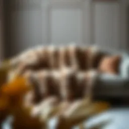 Elegant faux fur sofa cover draped over a contemporary couch