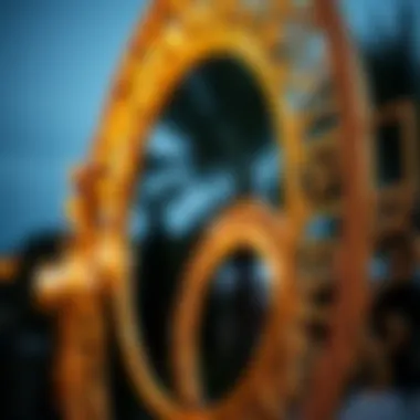 Intricate Designs of Gold Wedding Arches Close-up of intricate design on gold wedding arch