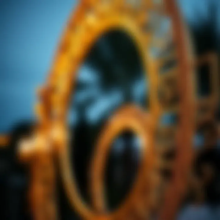 Intricate Designs of Gold Wedding Arches Close-up of intricate design on gold wedding arch