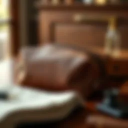 Elegant leather toiletry bag showcasing craftsmanship