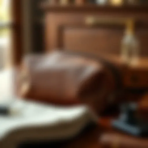 Elegant leather toiletry bag showcasing craftsmanship