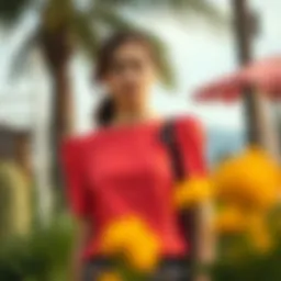 Elegant half sleeve summer top in vibrant colors