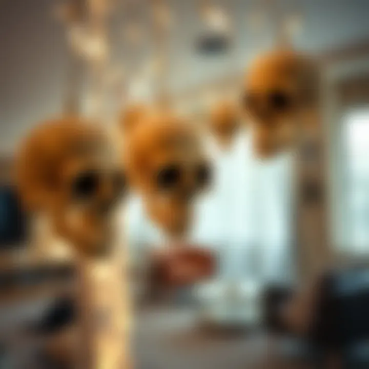 Contemporary Skull Light Strings Display Aesthetic display of skull light strings in a contemporary setting