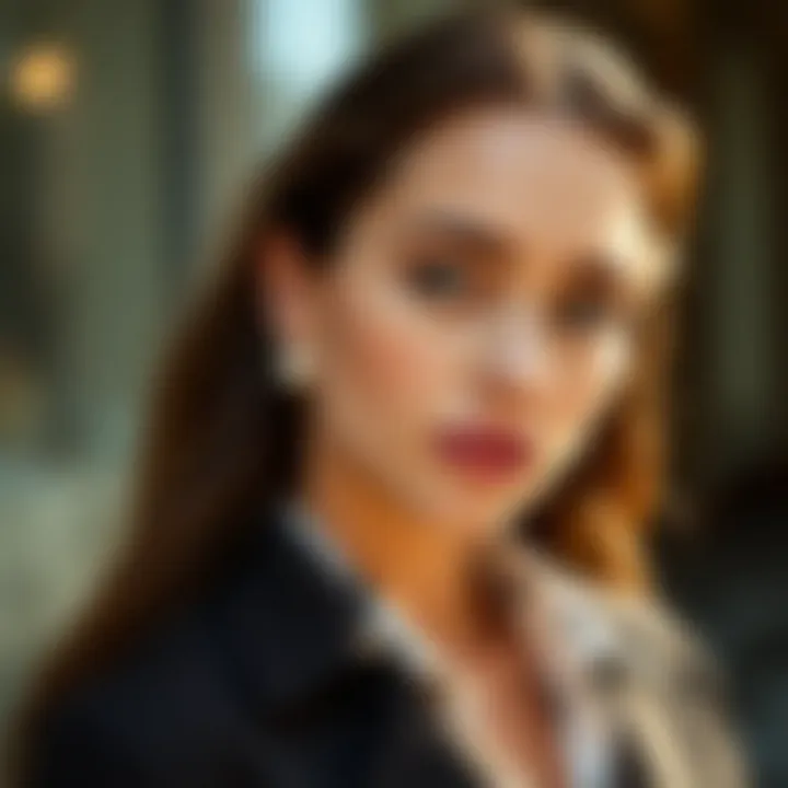 Styling with Faux Pearl Studs Fashionable ensemble featuring large faux pearl stud earrings