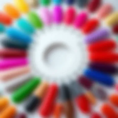 Color Wheel of Nail Gel Colors A vibrant display of assorted nail gel colors arranged in a color wheel.